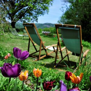 mooie lente tuin bij vakantie accommodaties in Najac Zuid Frankrijk