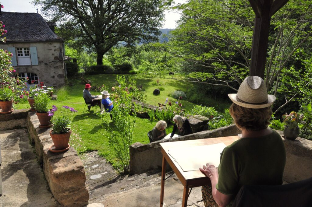 leren-tekenen-met-soft-pastel-tekenvakantie-in-zuid-Frankrijk landschap tekenen met soft pastel in frankrijk